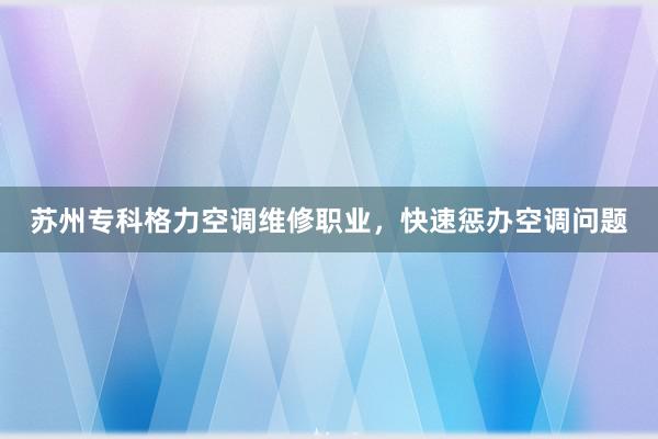 苏州专科格力空调维修职业，快速惩办空调问题